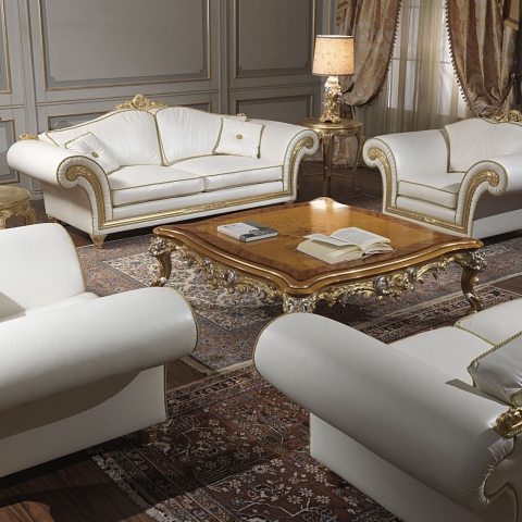 Salotto Imperial in pelle bianca